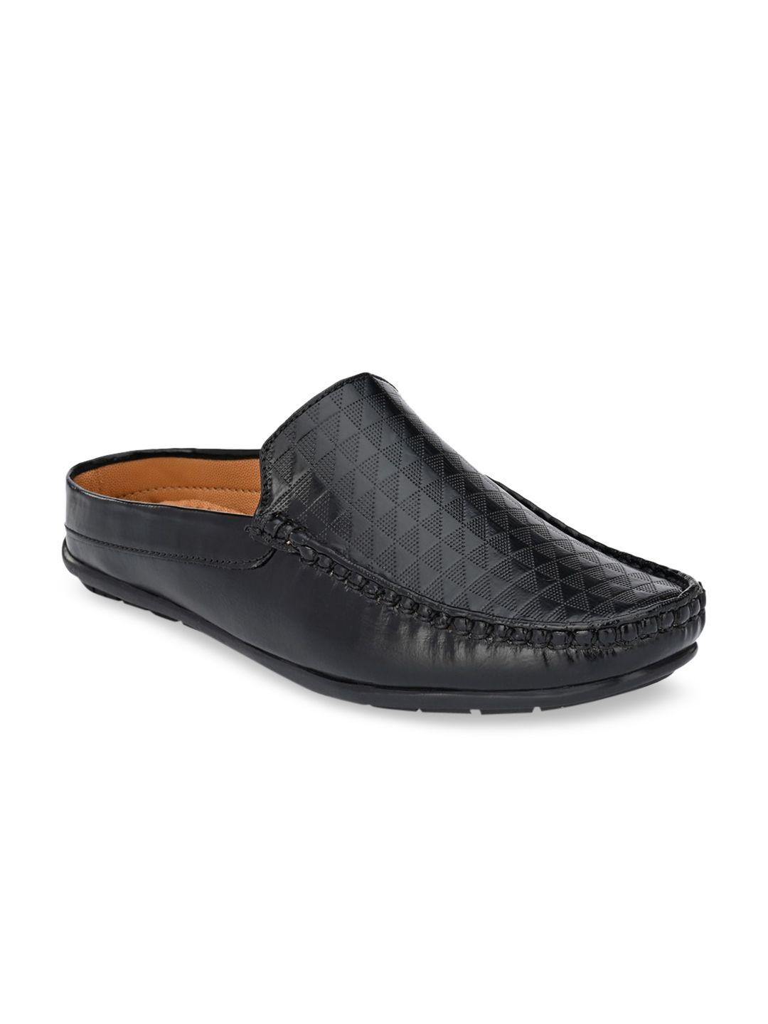 guava men black textured loafers