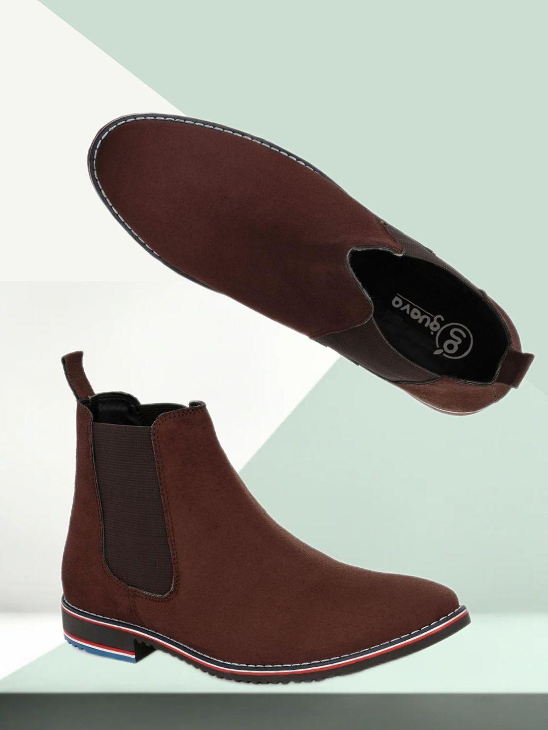 guava men brown synthetic suede chelsea boots