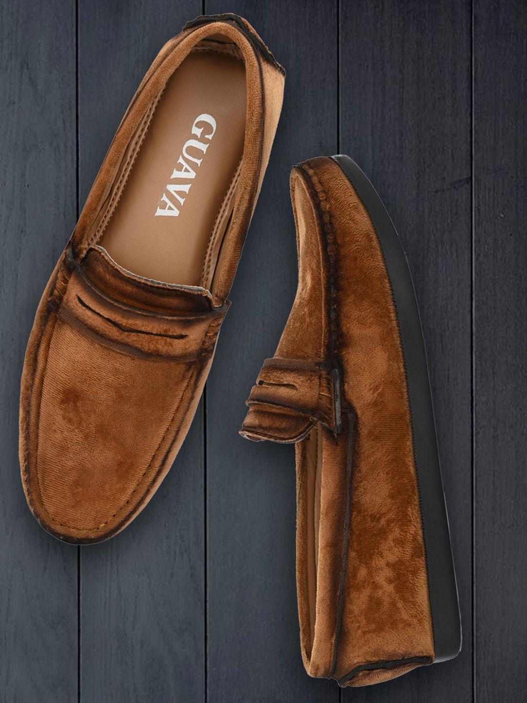 guava men tan velvet loafers