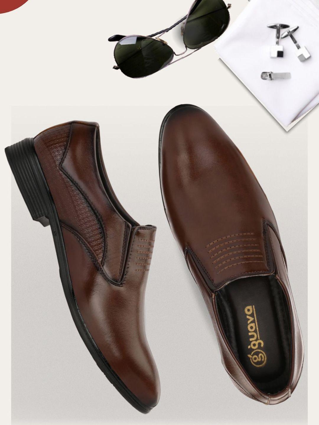 guava men textured formal slip-on shoes