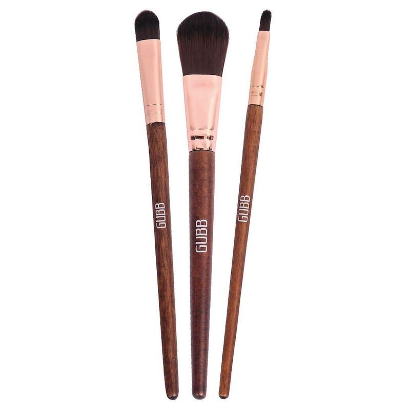 gubb essential trio kit set of 3 makeup brushes (foundation brush, eyeshadow brush &lip brush)