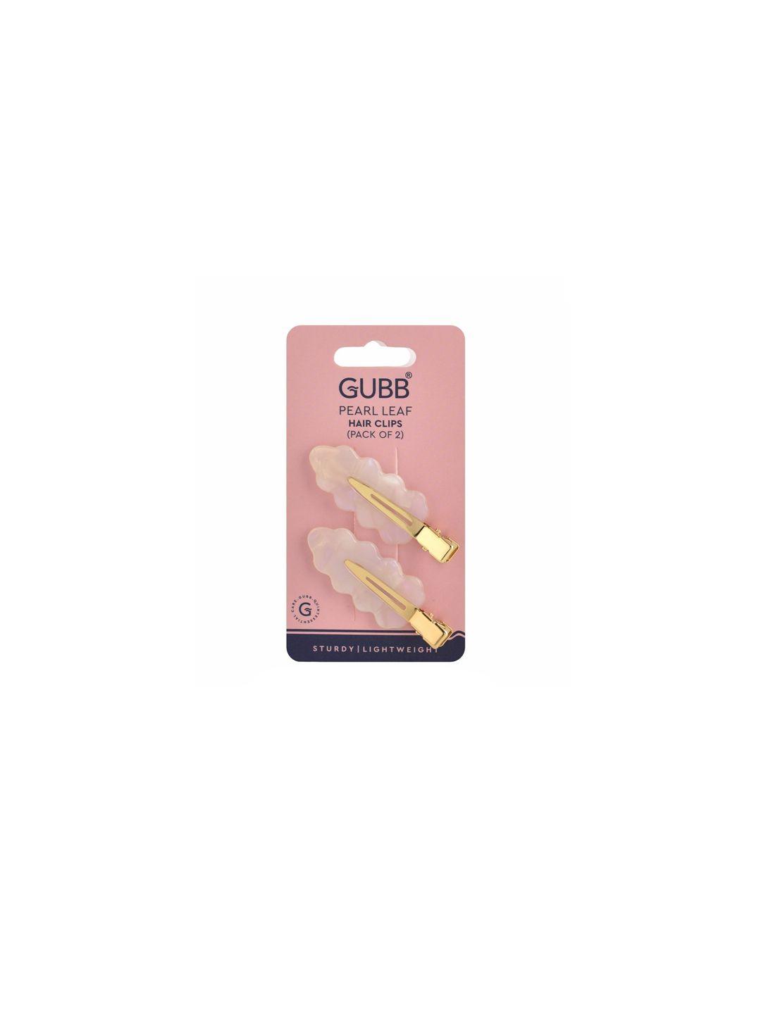 gubb girls set of 2 peach leaf pattern hair clips