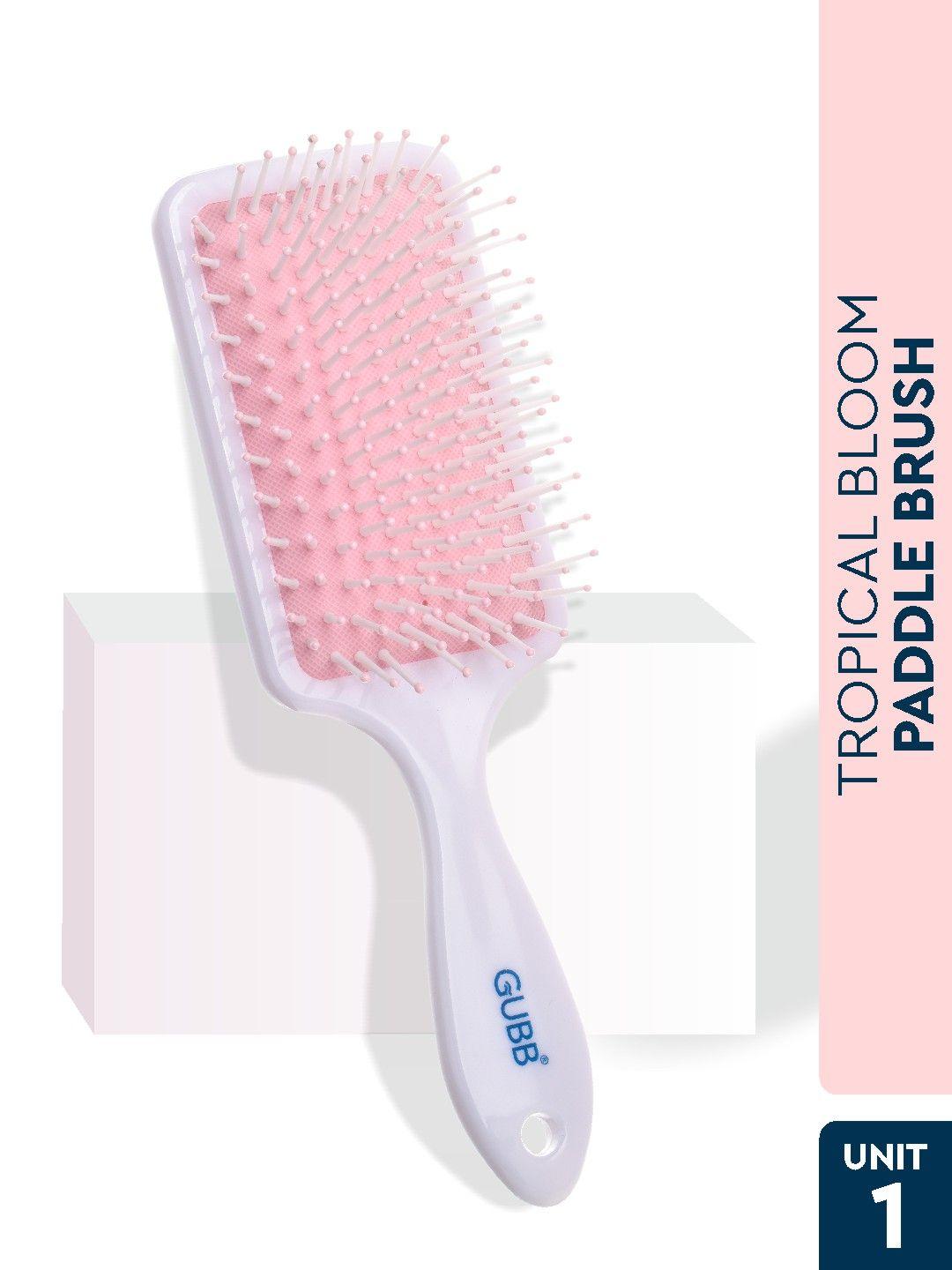 gubb pink & white tropical bloom paddle hair brush