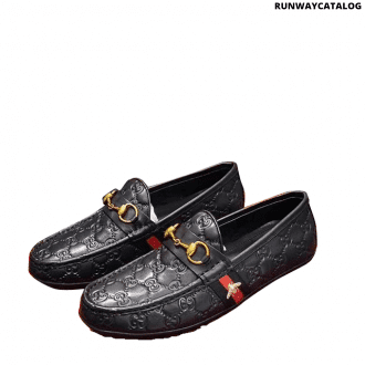 gucci black loafers in gg print