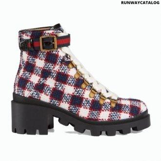 gucci check tweed ankle boot