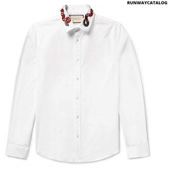 gucci cotton duke shirt with snake embroidered collar