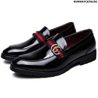 gucci gg web leather loafers