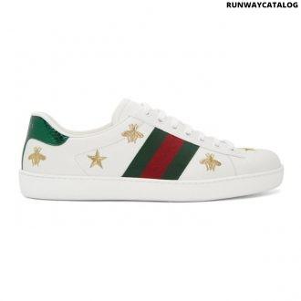 gucci white bee and star new ace sneakers
