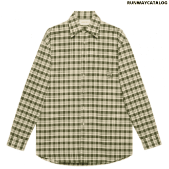 gucci cat-patch checked shirt