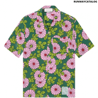 gucci floral-print silk shirt