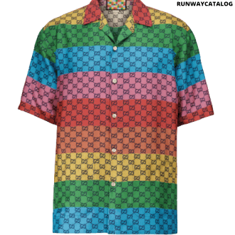 gucci gg multicolor silk twill shirt