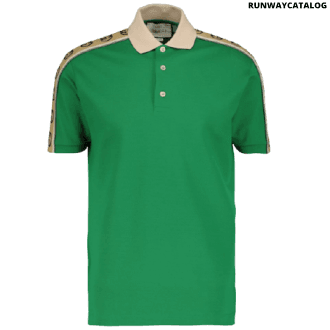 gucci green interlocking g stripe polo t-shirt