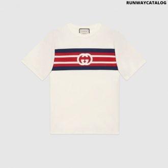 gucci interlocking g stripe print t-shirt white