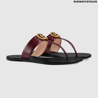 gucci leather thong sandal with double g