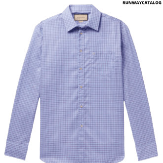 gucci logo-embroidered checked cotton-poplin shirt