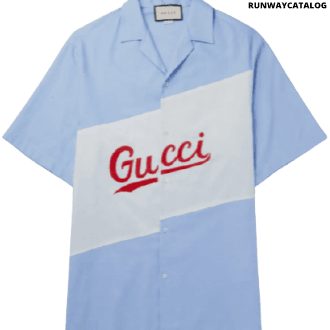 gucci oversized camp-collar logo-embroidered cotton-poplin shirt