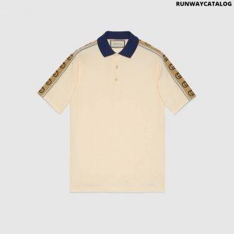 gucci polo with interlocking g stripe