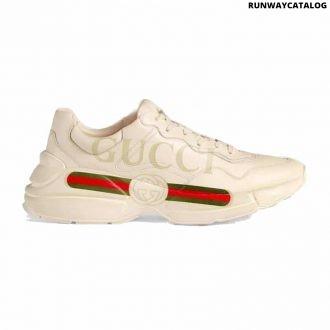 gucci rhyton ivory leather sneaker