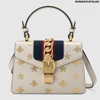 gucci sylvie bee star mini leather bag