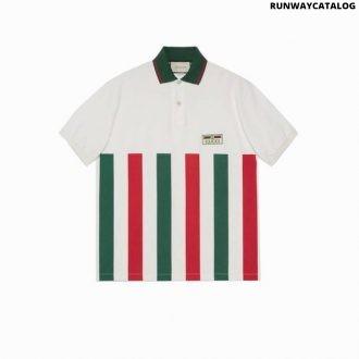 gucci web striped oversize polo