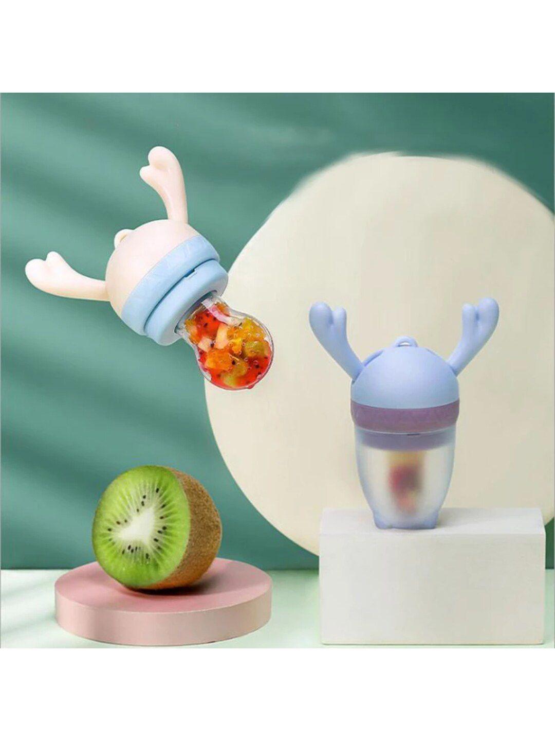 guchigu peach & blue baby food fruit nibbler pacifier & bpa free teether