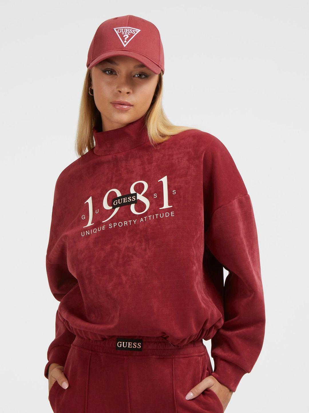 guess alphanumeric printed high neck pullover