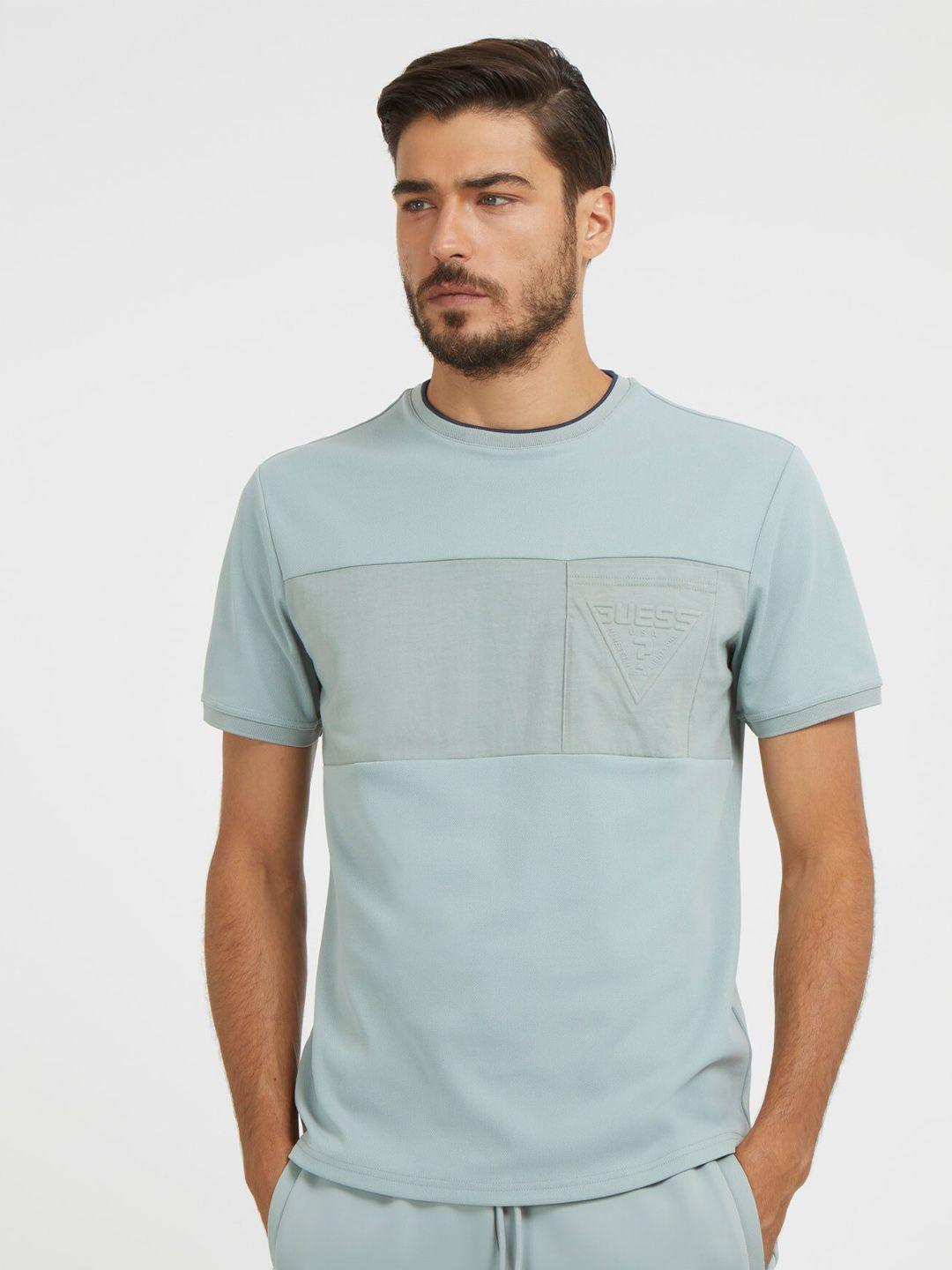 guess colourblocked pure cotton t-shirt