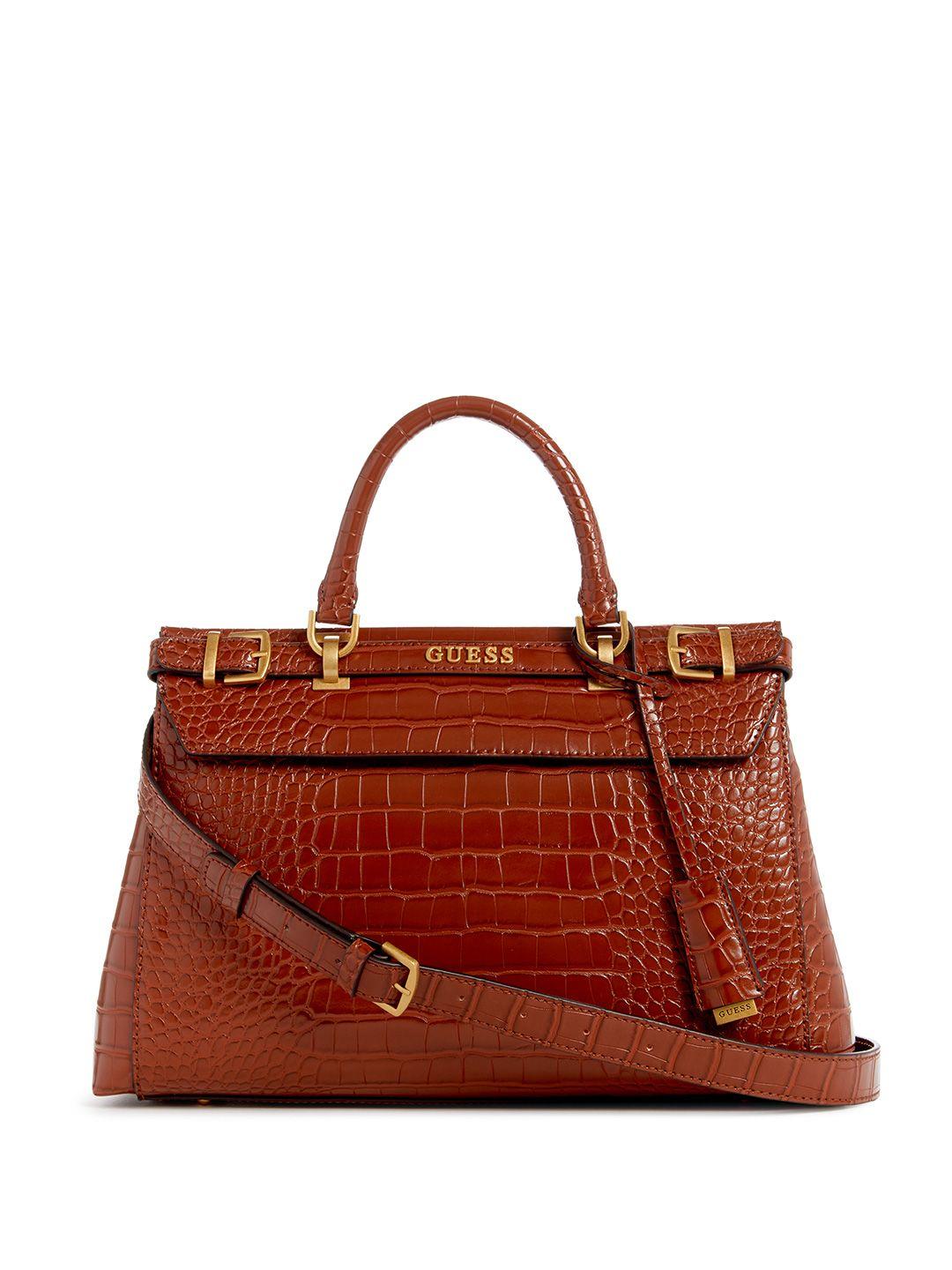 guess croc textured structured handheld bag