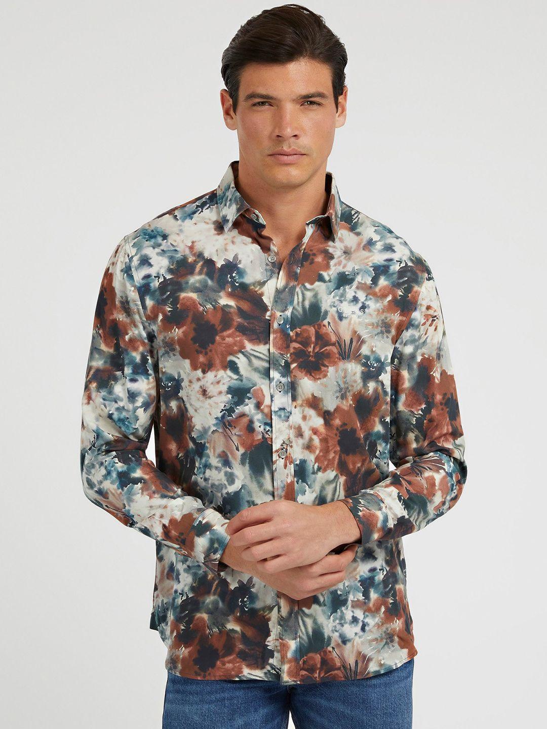 guess floral printed classic modal casual shirt