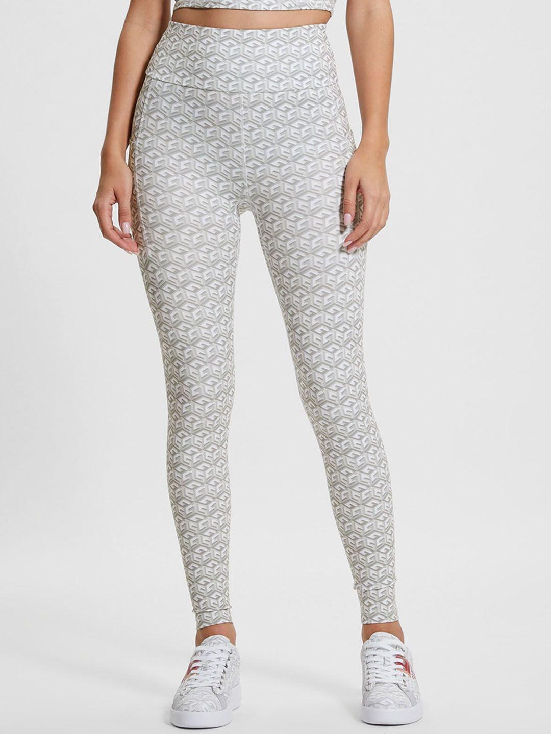 guess geometric printed ankle-length tights