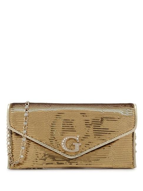 guess gold virtual small clutch