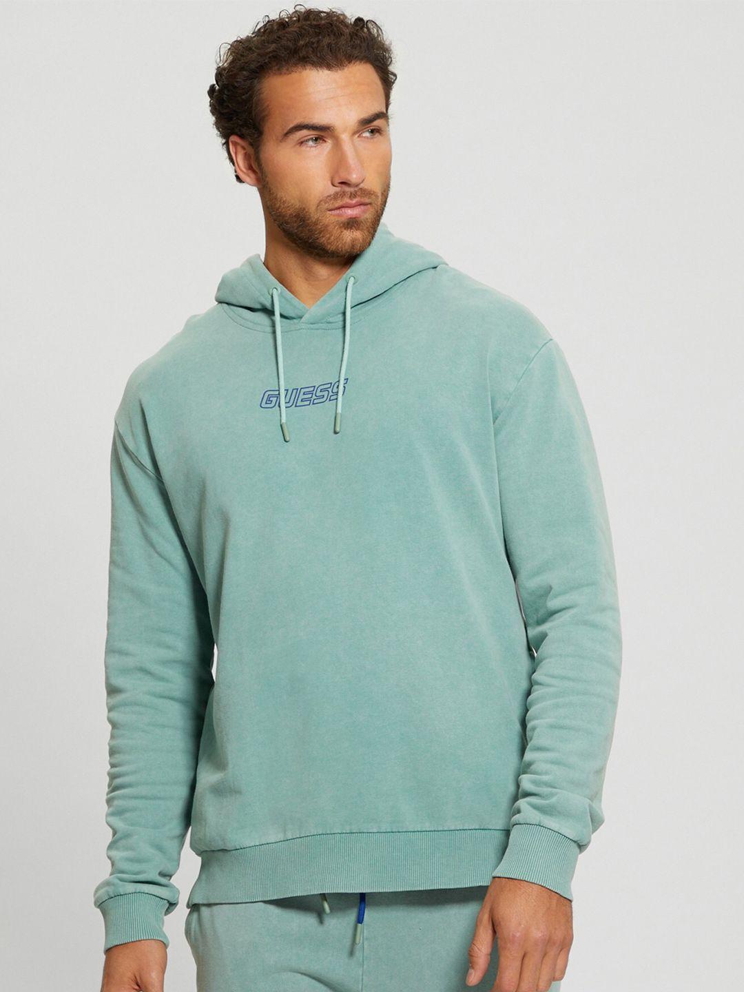 guess hooded pure cotton pullover sweatshirt