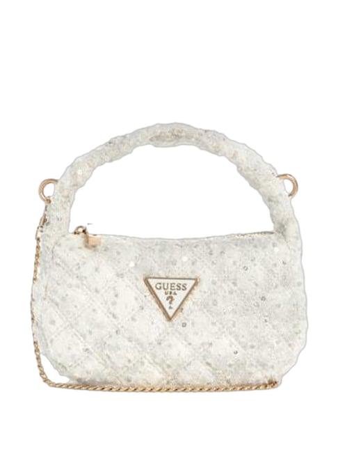 guess ivory rianee quilted mini shoulder bag