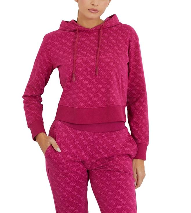 guess pink logo regular fit hoodie
