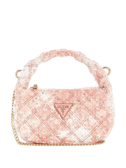 guess pink rianee quilted mini shoulder bag