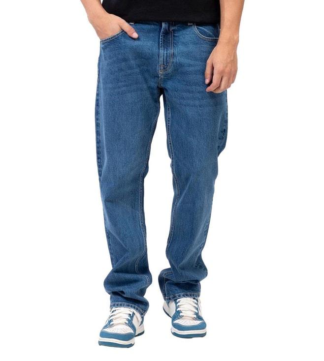 guess rodeo straight fit in mid lightly washed mid rise jeans