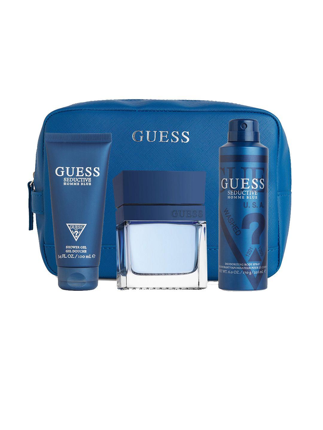 guess seductive homme men gift set edt 100ml- shower gel 100ml & body spray170g with pouch