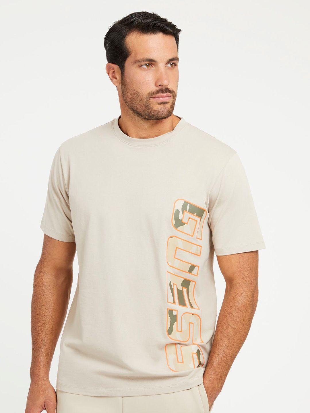guess typography printed pure cotton t-shirt