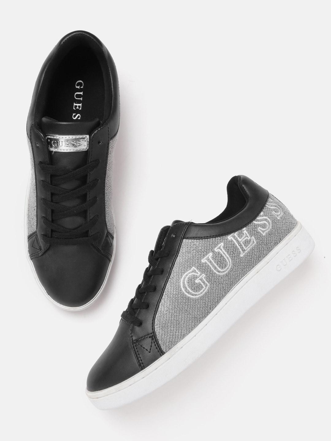guess women black & grey colourblocked sneakers