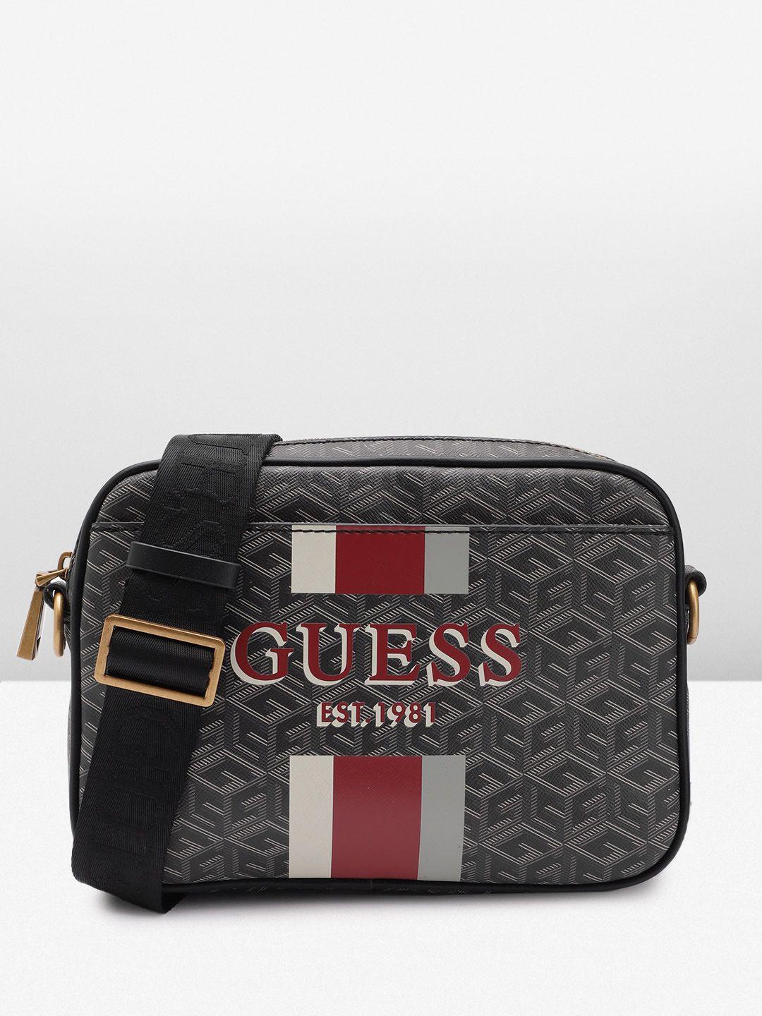 guess women brand printed structured sling bag
