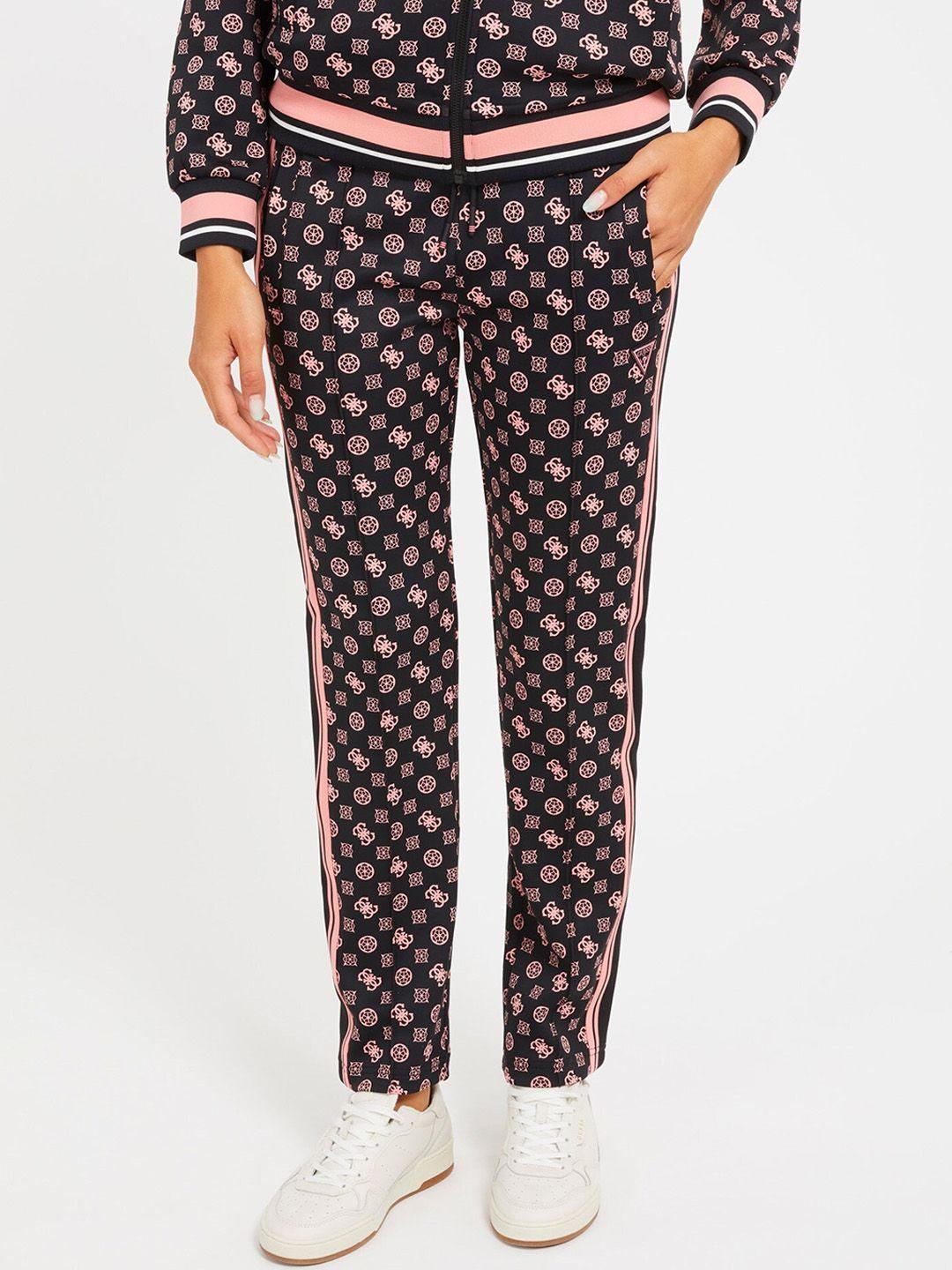 guess women conversational printed mid-rise track pants
