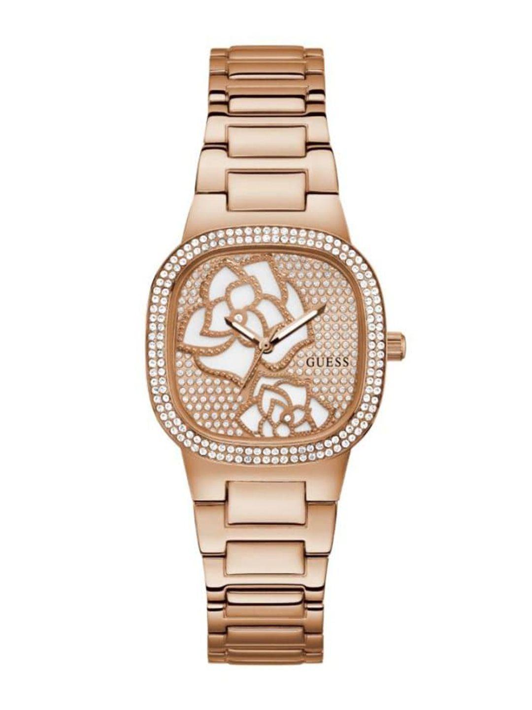 guess women embellished dial & bracelet style straps analogue watch gw0544l4