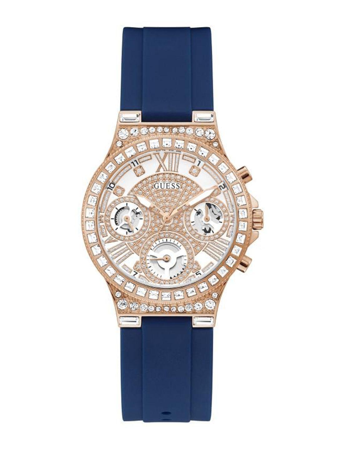 guess women embellished dial & straps analogue watch gw0257l3