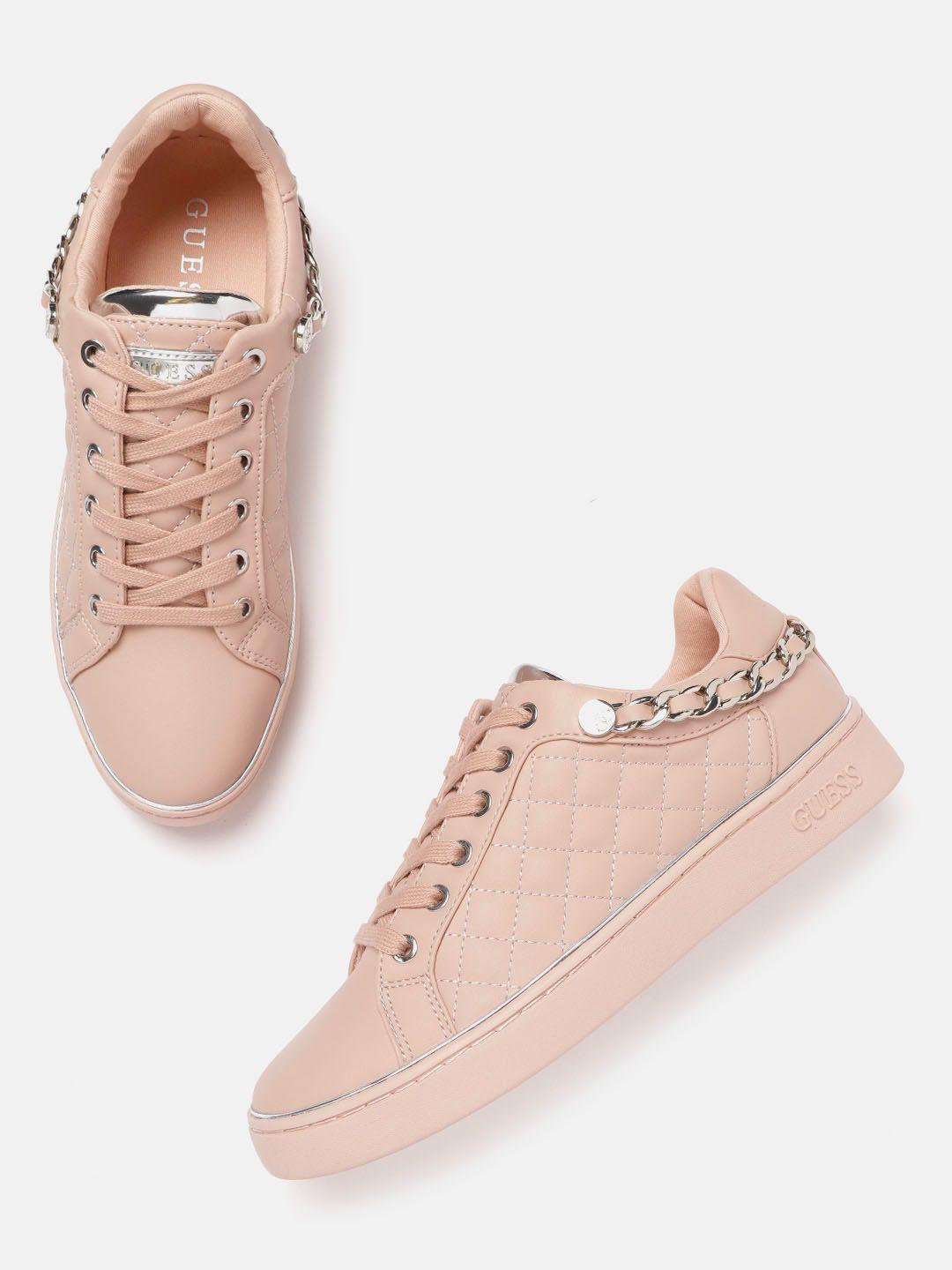 guess women nude-coloured quilted detail sneakers