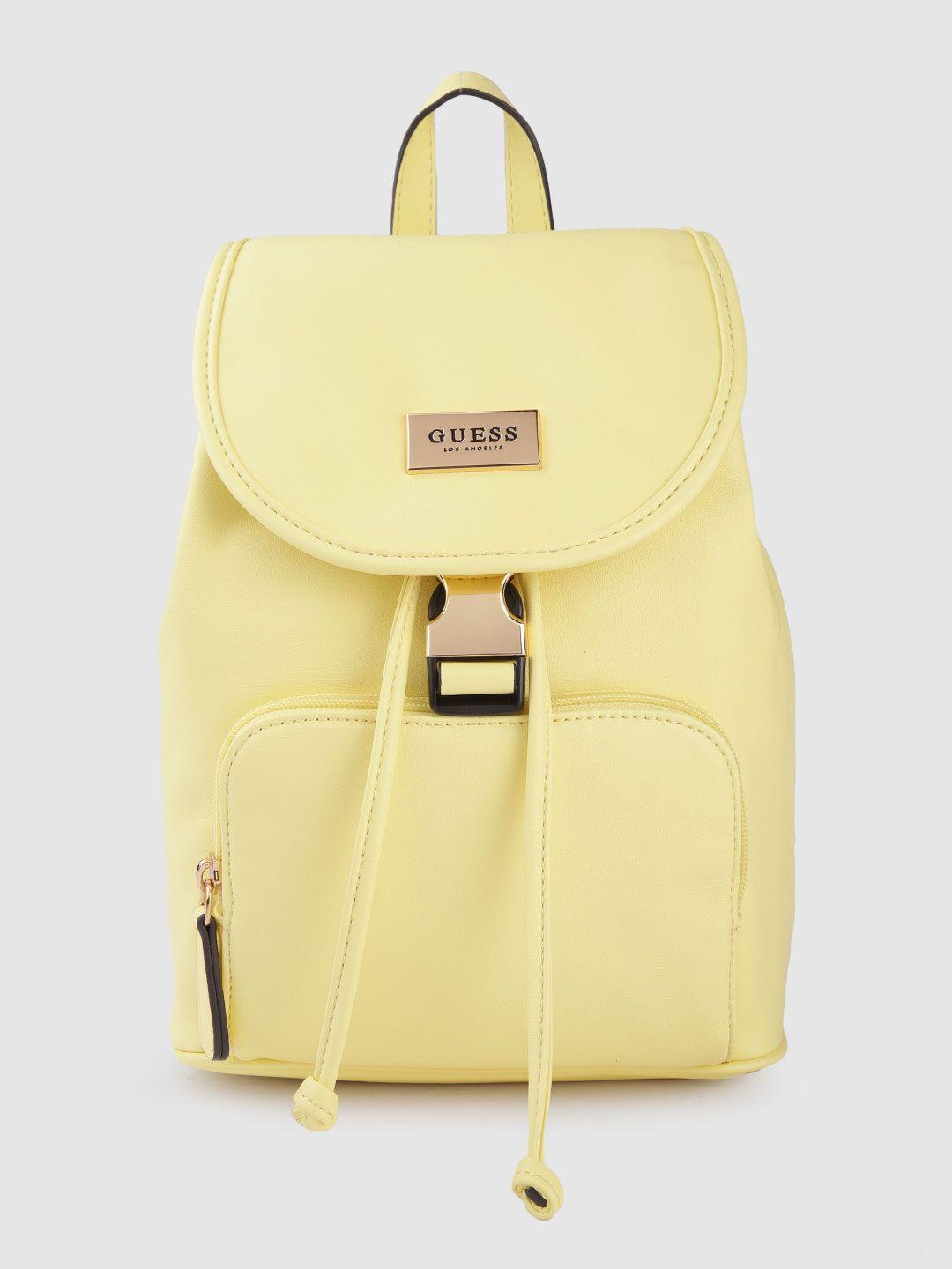 guess women yellow solid backpack