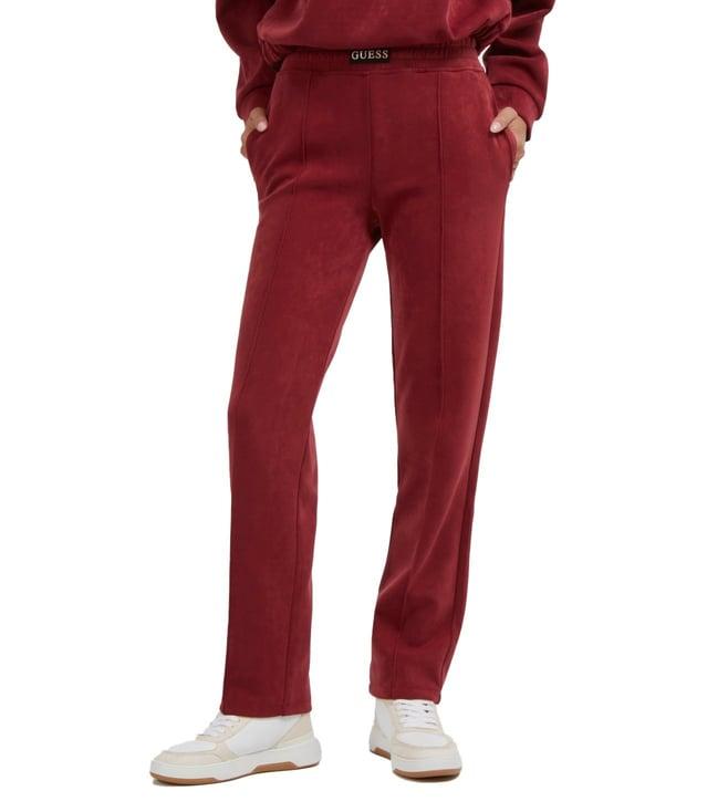 guess beet juice red aleta straight fit trackpants