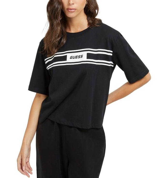 guess black logo boxy fit t-shirt