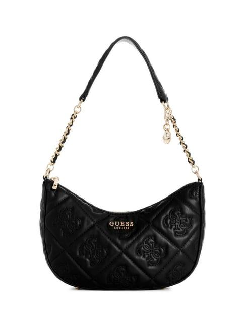 guess black marieke quilted medium hobo bag