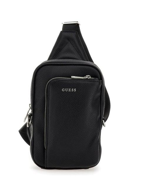 guess black riviera medium cross body bag