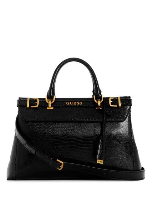 guess black sestri animal effect medium luxury satchel